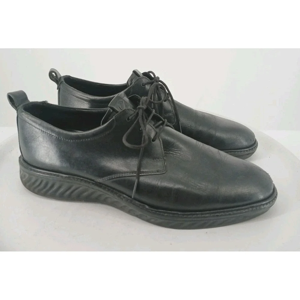 Ecco Mens Hybrid Black Leather Oxford Shoes Comfort Casual Walking SZ 11   DB3